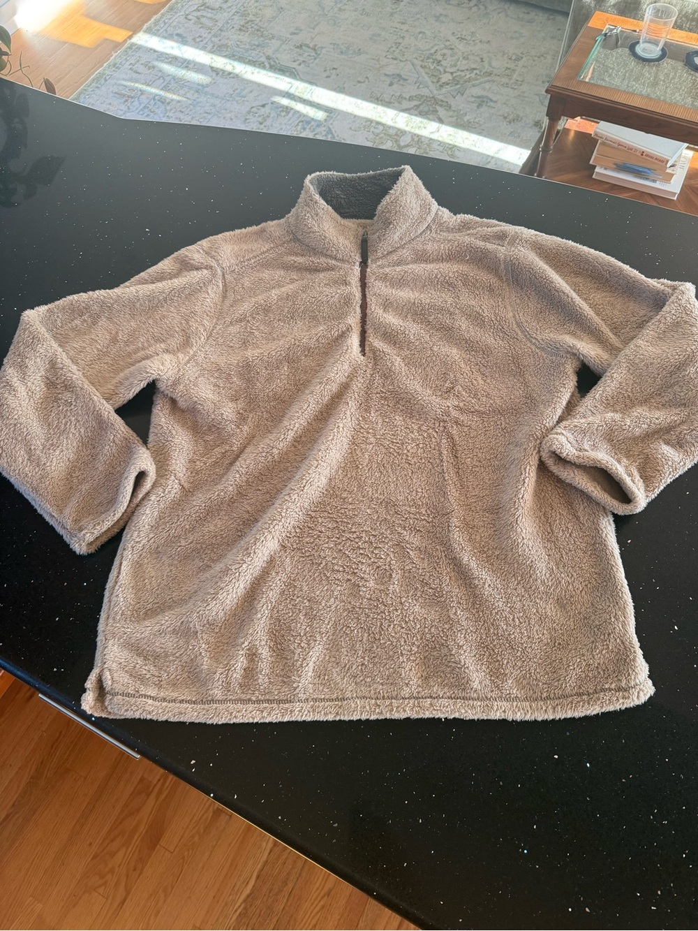 Trinity Cozy Half-Zip Sherpa Pullover - Taupe